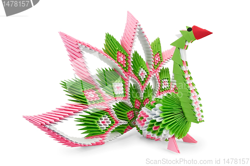 Image of Origami_green-pink bird