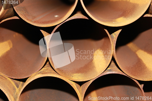 Image of rusty steel pipes texture