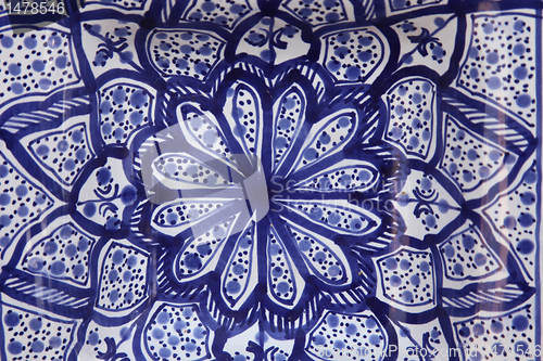 Image of Tunisian colorful oriental pottery, detail