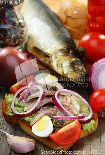 Image of Sandwich with smoked herring.