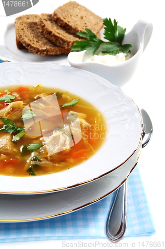 Image of Soup of sauerkraut and meat.