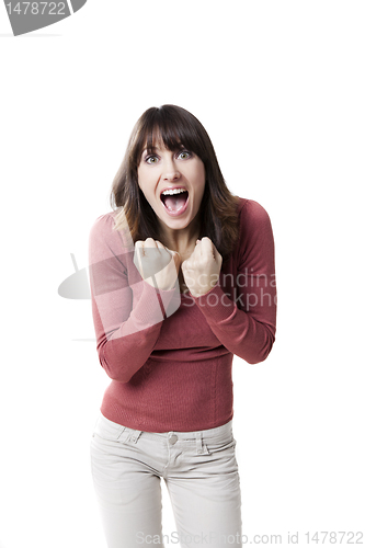 Image of Beautiful woman screaming