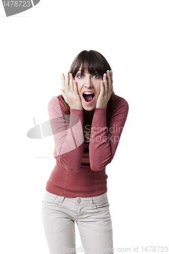 Image of Beautiful woman screaming