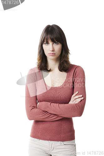 Image of Beautiful woman looking sad