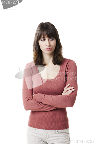 Image of Beautiful woman frustrated