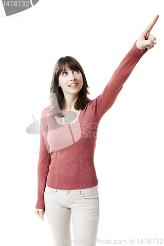 Image of Beautiful woman pointing