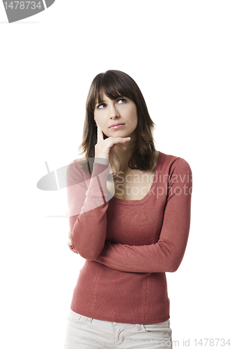 Image of Beautiful woman thinking