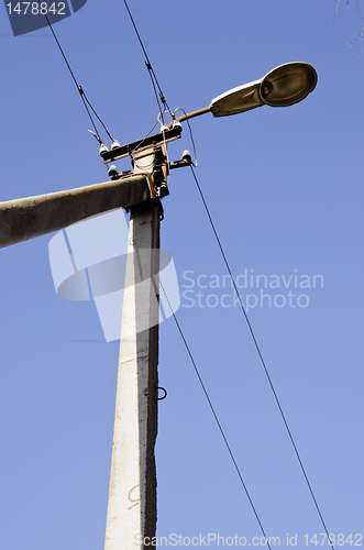 Image of Concrete electric pole. Power supply industry.