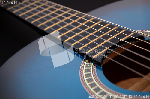 Image of blue music guitar for playing party music 