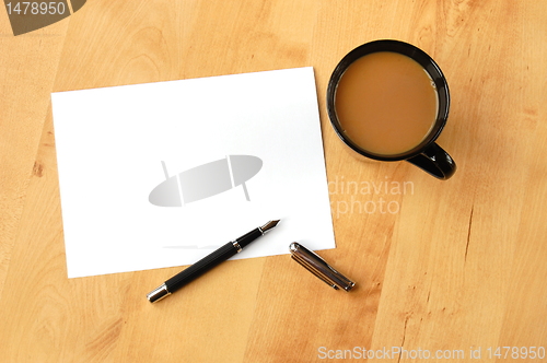 Image of business still life with copyspace