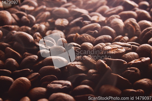 Image of coffee beans with steam