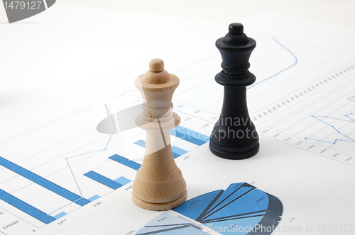 Image of chess man over business chart