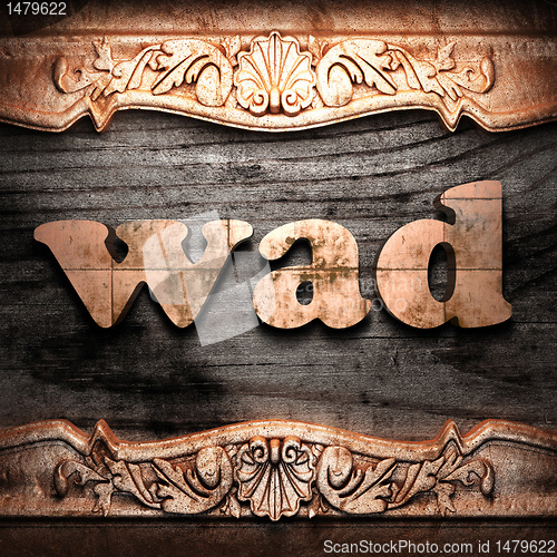 Image of Golden word on wood