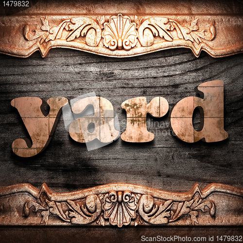 Image of Golden word on wood