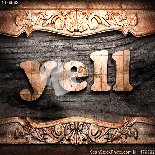 Image of Golden word on wood