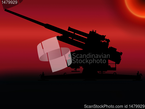 Image of WW2 Sunset Anti Aircraft Gun