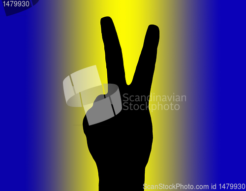Image of Silhouette Piece Hand on Colored Background