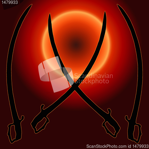 Image of Coat of Arms Sunset Sword Silhouette 