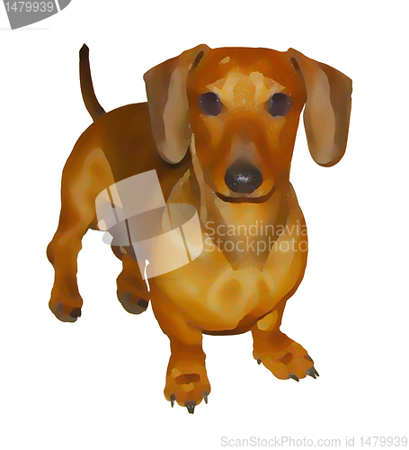Image of Isolated Story Book Painting of Miniature Dachshund