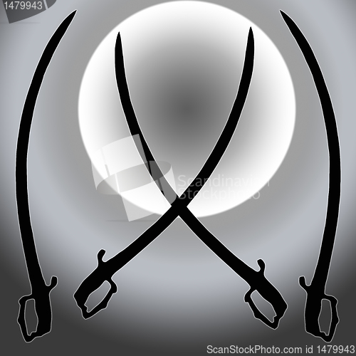 Image of Coat of Arms Siver Sun Sword Silhouette 