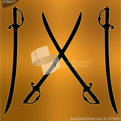 Image of Coat of Arms Golden Cross Sword Silhouette 