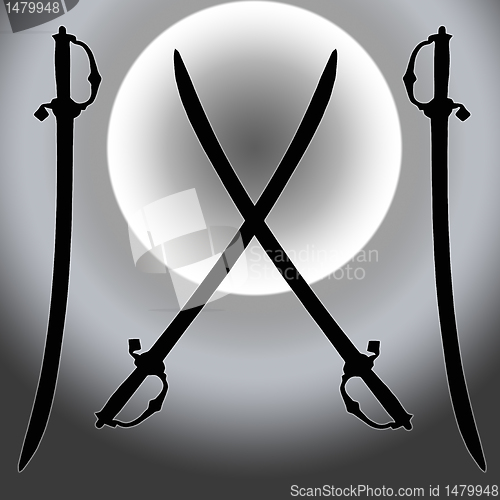 Image of Coat of Arms Siver Sun Sword Silhouette 