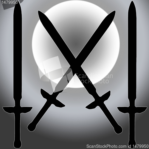 Image of Coat of Arms Siver Sun Sword Silhouette 