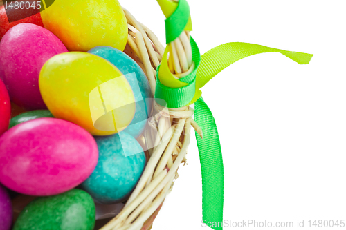 Image of colorful easter eggs in basket