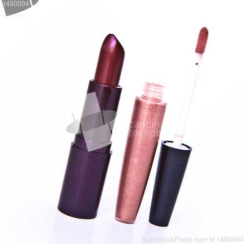 Image of lipstick with lip gloss