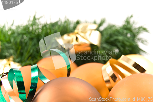 Image of christmas decoration with green garland