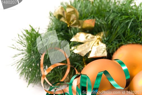 Image of christmas decoration with green garland