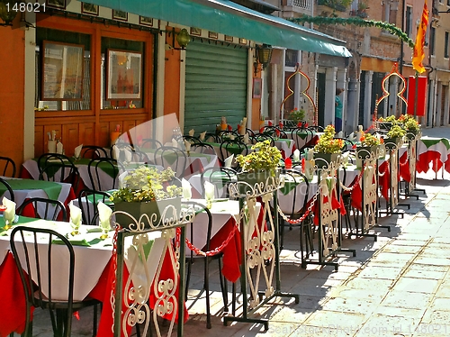 Image of Empty Tables of Sidewalk Cafe