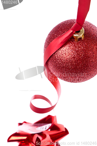 Image of christmas ball with ribbon