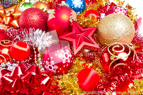 Image of christmas balls and tinsel