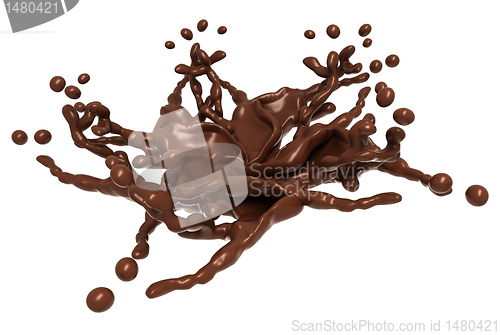 Image of Splash: Liquid chocolate shape with drops isolated