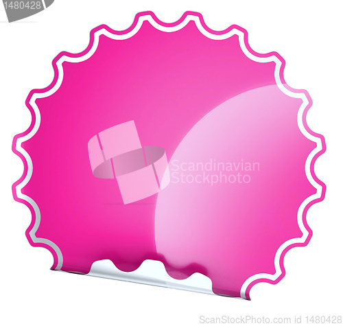 Image of Magenta round bent sticker or label