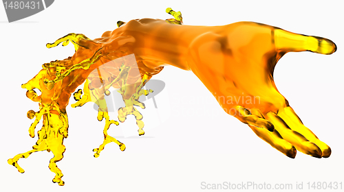 Image of Help and giving: golden liquid hand isolated