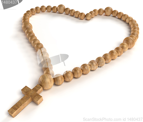 Image of religious life and love: wooden chaplet or rosary beads