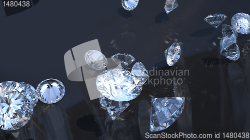 Image of Precious gems: group of diamonds rolling over