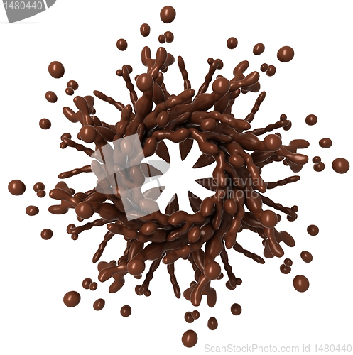 Image of Splashes: Liquid chocolate shape with droplets 