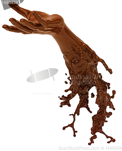 Image of Sweet chocolate hand isolated