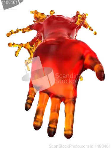 Image of Lend a helping hand: red liquid shape isolated