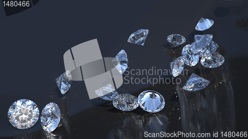 Image of Large group of gemstones rolling down