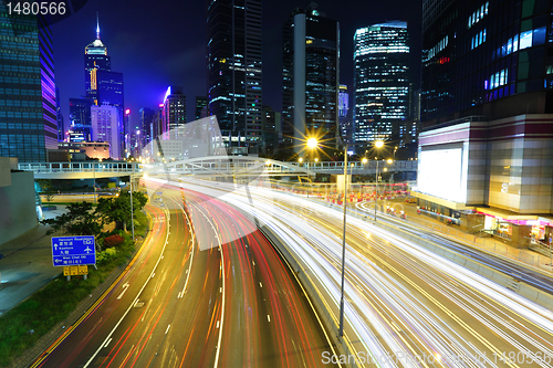 Image of traffic in city at night