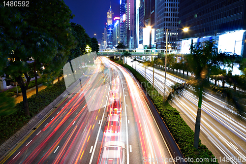 Image of traffic in city at night