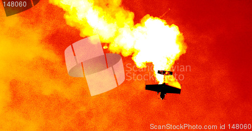 Image of Plane in the cloud of smoke at the European Aerobatic Championship. Highly contrasted and toned, seems like a plane crash