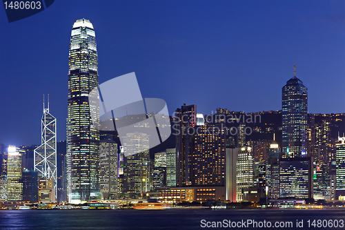 Image of Night scene of cityscape in Hong Kong