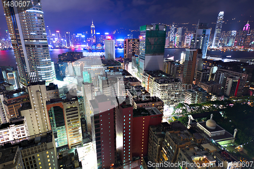 Image of Hong Kong downtown city at night