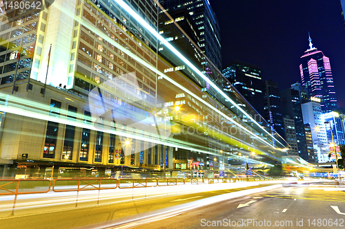 Image of traffic in city at night