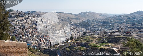 Image of Panorama of Arab Silwan village in East Jerusalem from the Temple Mount